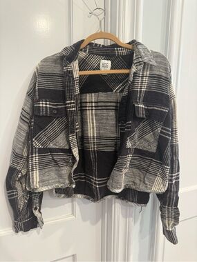 BDG Black & White Plaid Shacket